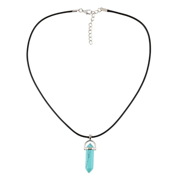 Natural Gemstone Hexagonal Prism Beads Healing Pointed Pendant Necklace Natural Gemstone Hexagonal Prism Beads Healing Pointed Pendant Necklace